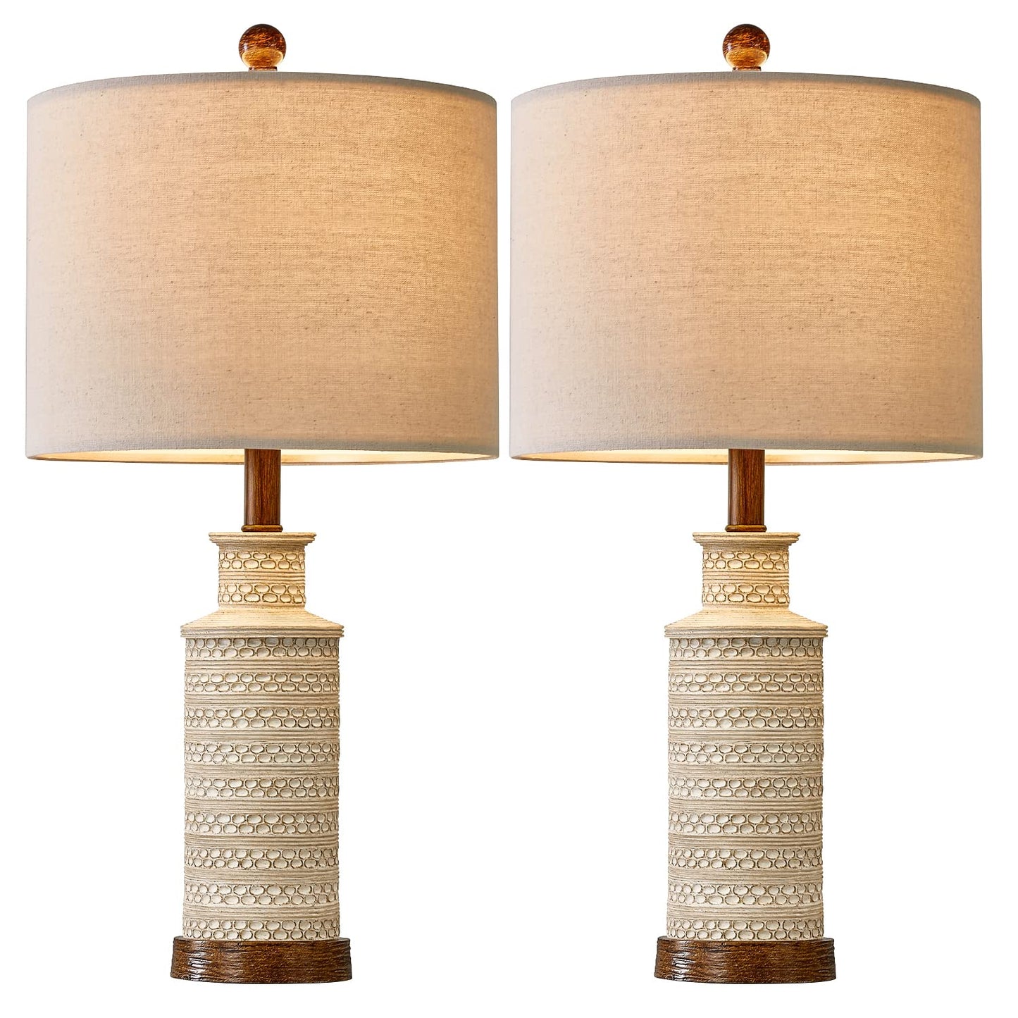 Pair of modern table lamps with black geometric iron bases and rectangular linen shades—stylish for living room or bedside use-2