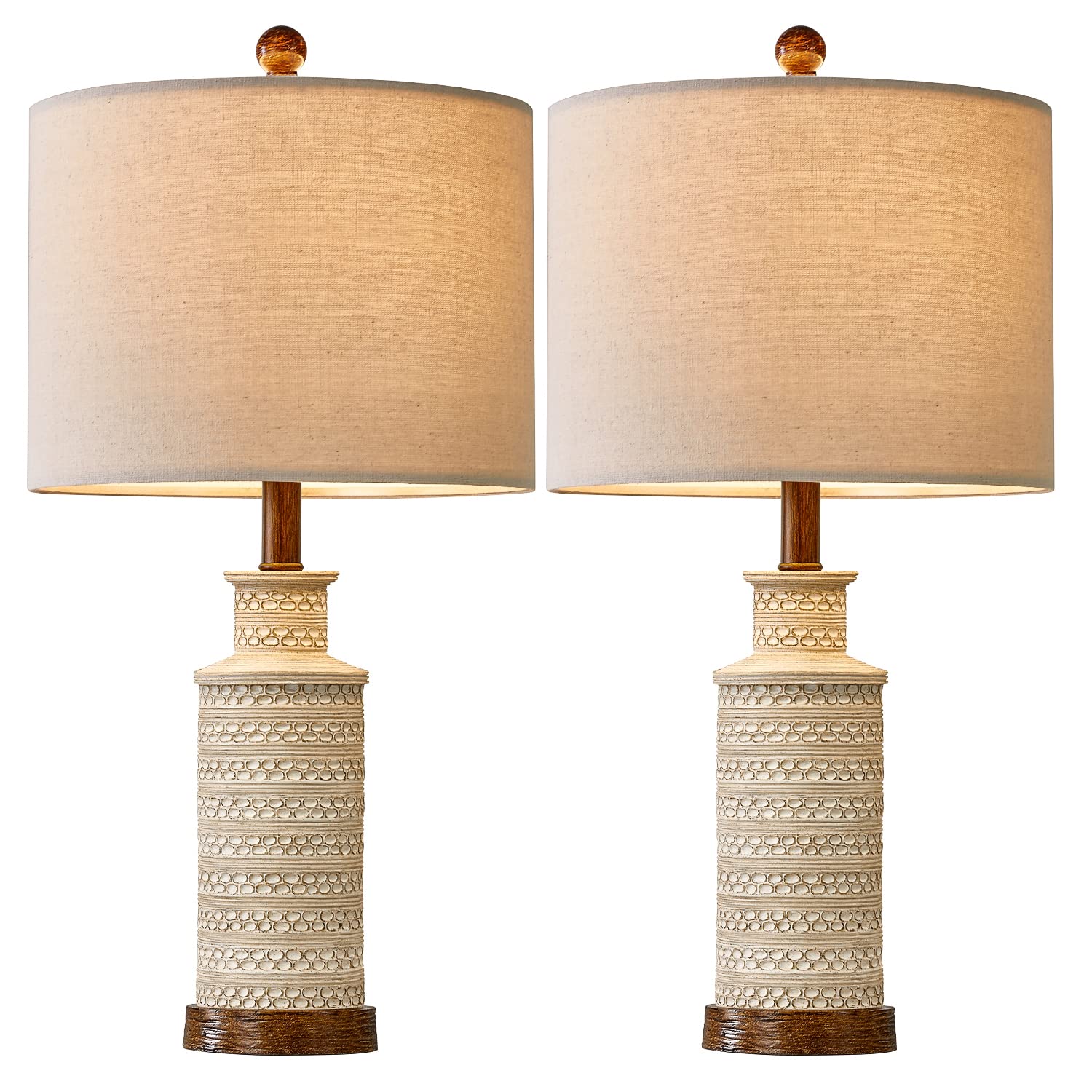 Pair of modern table lamps with black geometric iron bases and rectangular linen shades—stylish for living room or bedside use-2